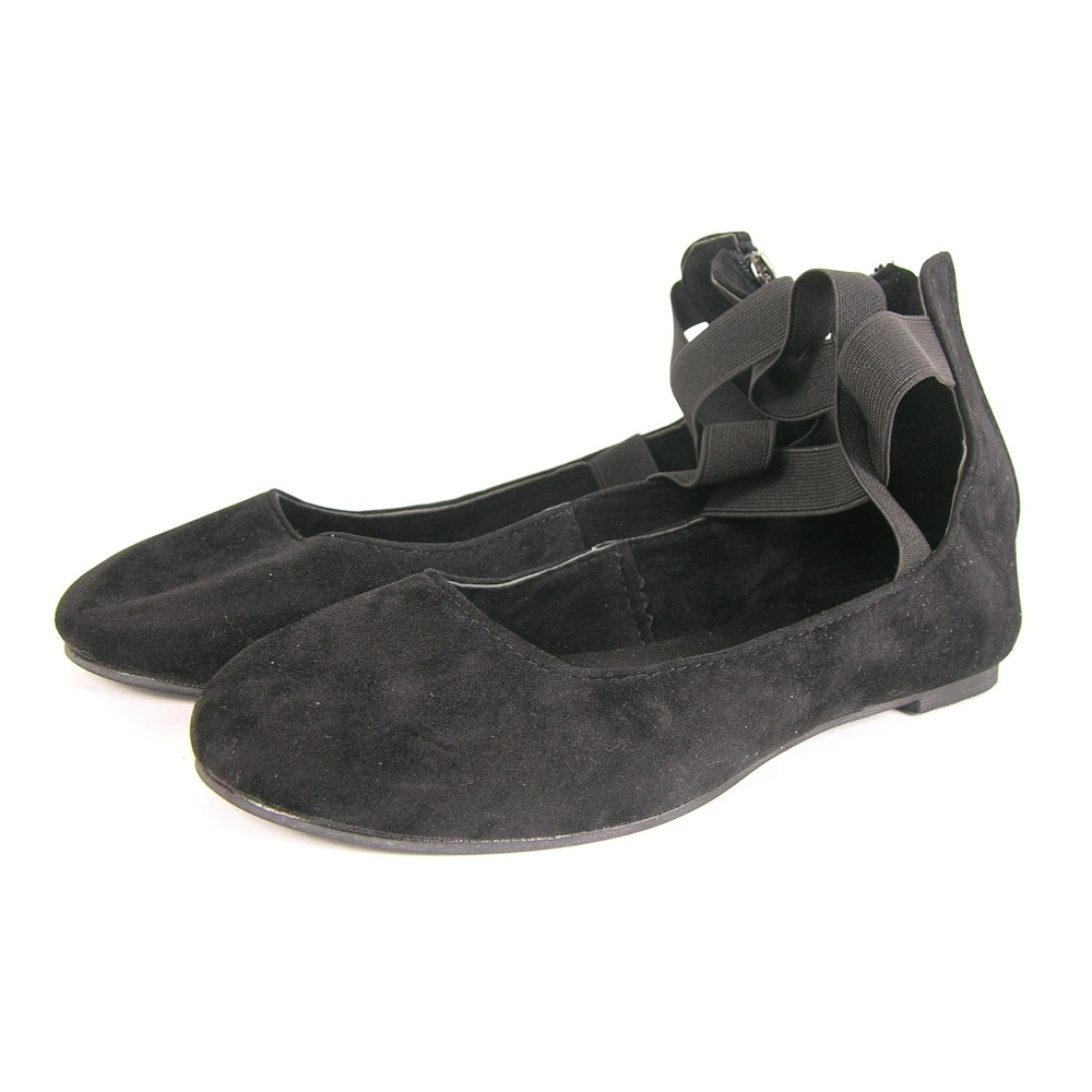 1 LEFT Rebel Black Suede Ballet Flat w Ankle Strap - Picture 3 of 7